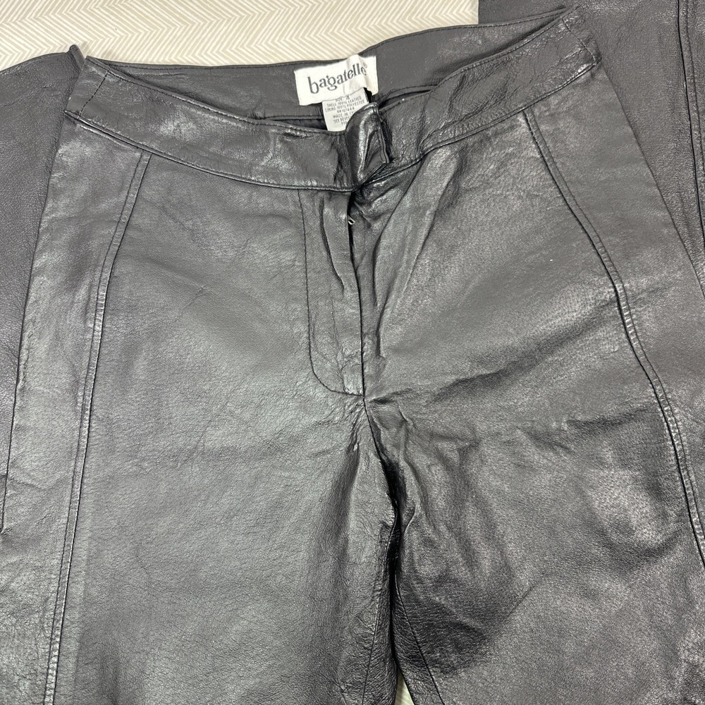 Bagatelle Leather Pants Womens 4 Black‎ Tapered 90s 26x29.5 Moto Retro Vintage